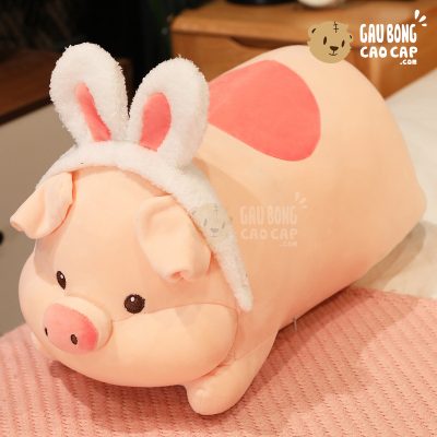 Heo Bông lông mịn nằm đeo Băng Đô Thỏ