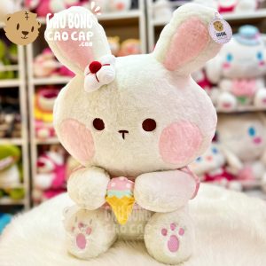 Thỏ Bông Má Hồng Ngồi ôm Kem