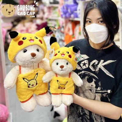 Gấu Bông Lena đứng cosplay Pikachu Vàng