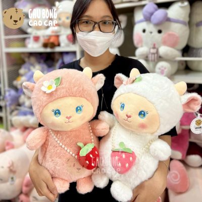 Cừu Bông mắt long lanh Đeo túi Dâu