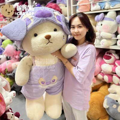 Gấu Bông Lena đứng cosplay Stitch Tím