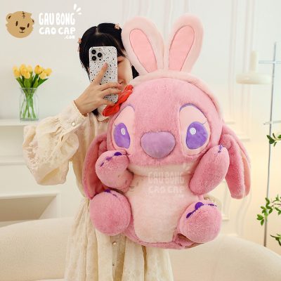Gấu Bông Stitch Hồng đeo Tai Thỏ