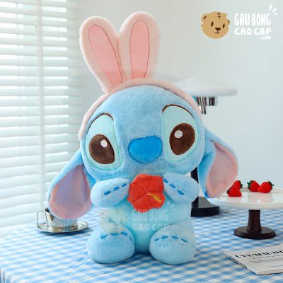 Gấu Bông Stitch Xanh đeo Tai Thỏ