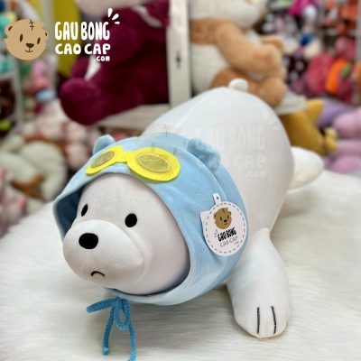 Gấu Bông We Bare Bear Ice Bear nằm đeo kính