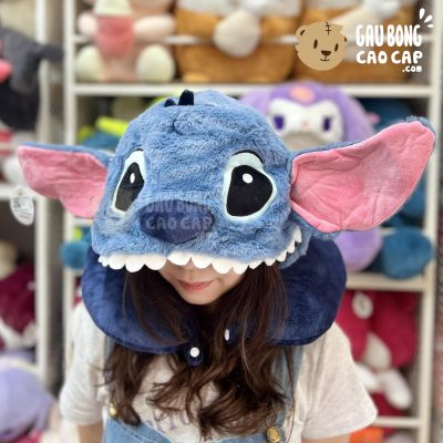 Gối kê cổ Chữ U có nón - Stitch Xanh