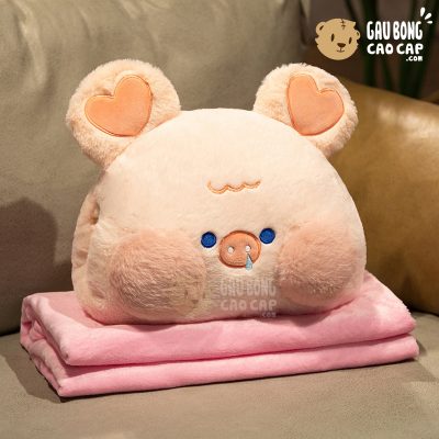 Heo Bông má hồng nhỏ dãi có Mền 2in1