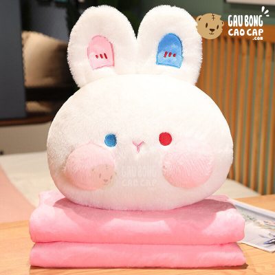 Gối mền 2in1 Thỏ Bông trắng má Hồng