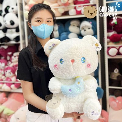 Thỏ Bông Trắng ngồi ôm Trăng Sao