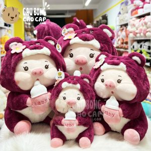 Heo Bông cosplay Lotso Dâu ngồi ôm Bình Sữa