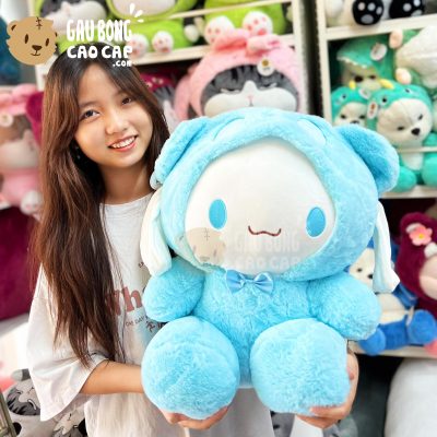 Thỏ Bông Cinnamoroll Xanh Dương ngồi đội Mũ Rời