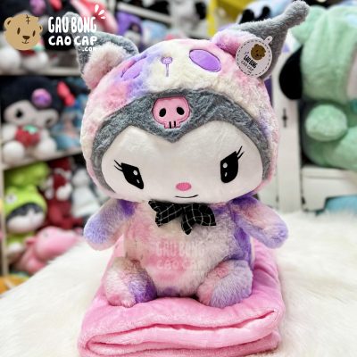 Gấu Bông Kuromi màu Galaxy Tím có mền 2in1