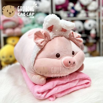 Heo Bông đeo băng đô Thỏ có mền 2in1