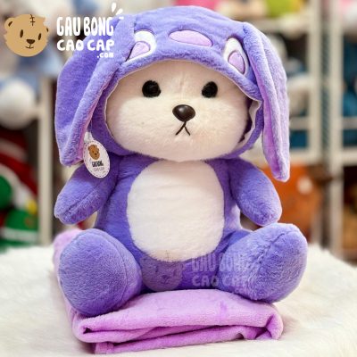 Gấu Bông Lena cosplay Stitch Tím có mền 2in1