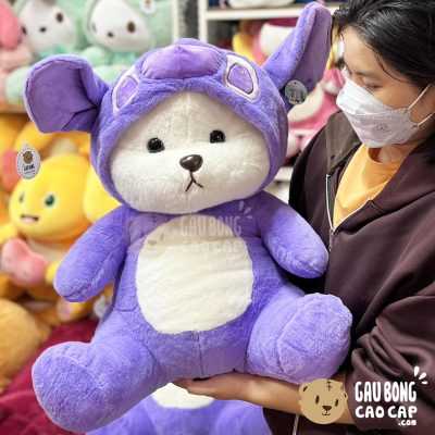 Gấu Bông Lena ngồi cosplay Stitch Tím