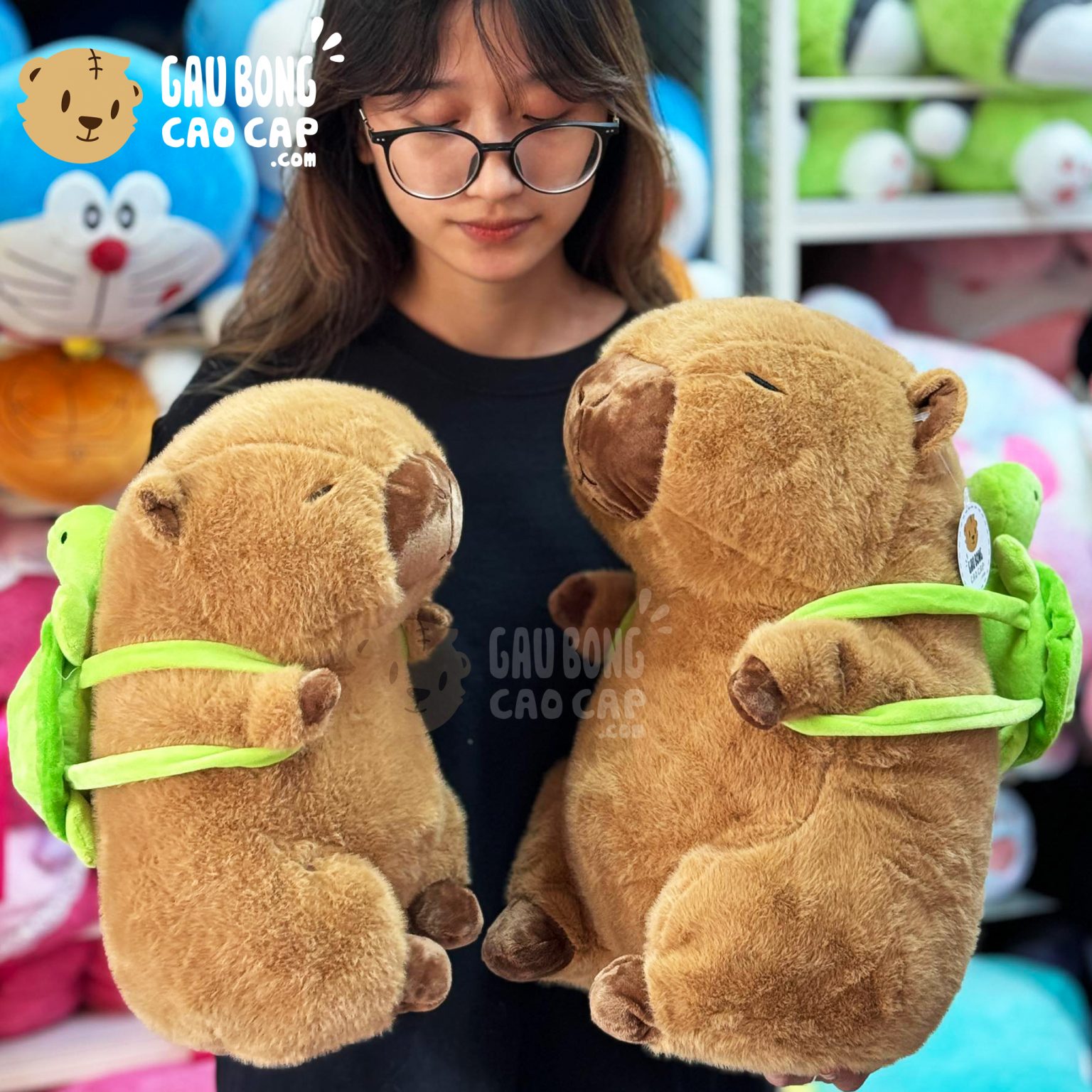 Chuột Bông Capybara đeo Balo Rùa - Shop Chuột Bông - gaubongcaocap.com