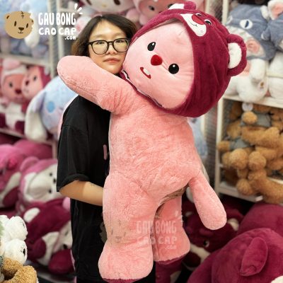 Gấu Bông Loopy nằm Cosplay Lotso Dâu