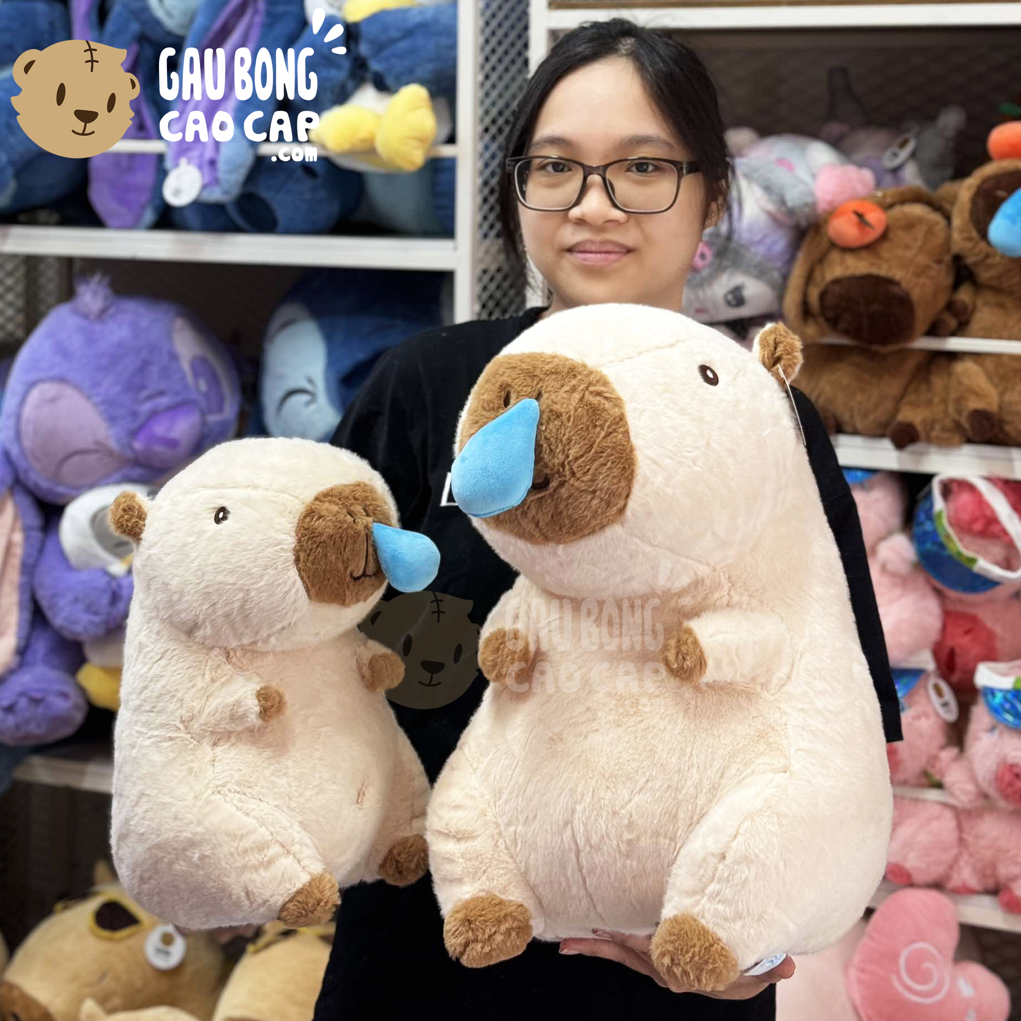 Gấu Bông Capybara màu Be rút mũi