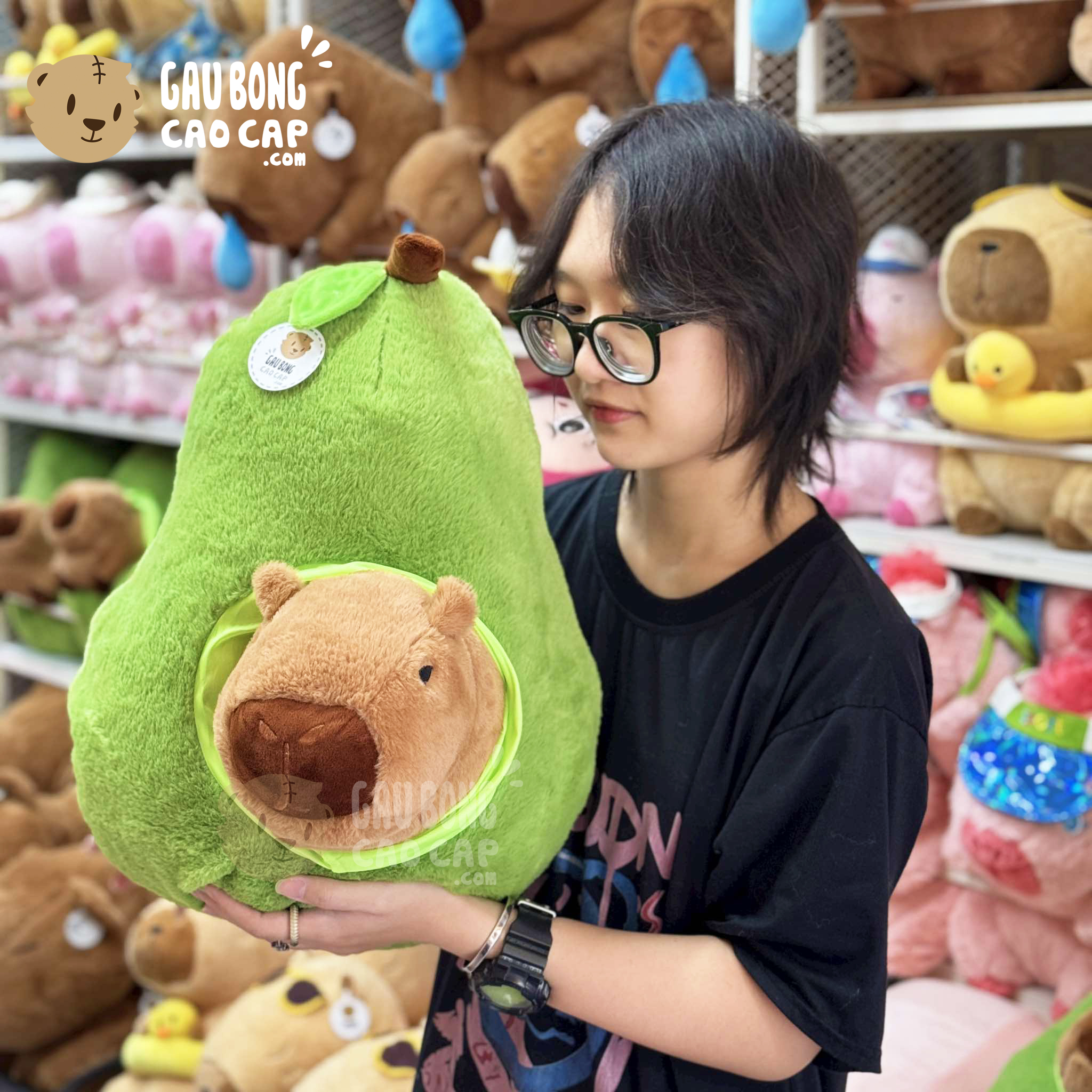 Gấu Bông Capybara cosplay Trái Bơ Xanh