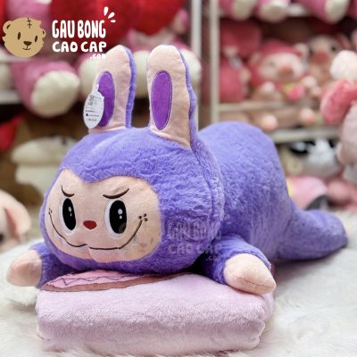 Gấu Bông Labubu form nằm có mền 2in1 - 55cm