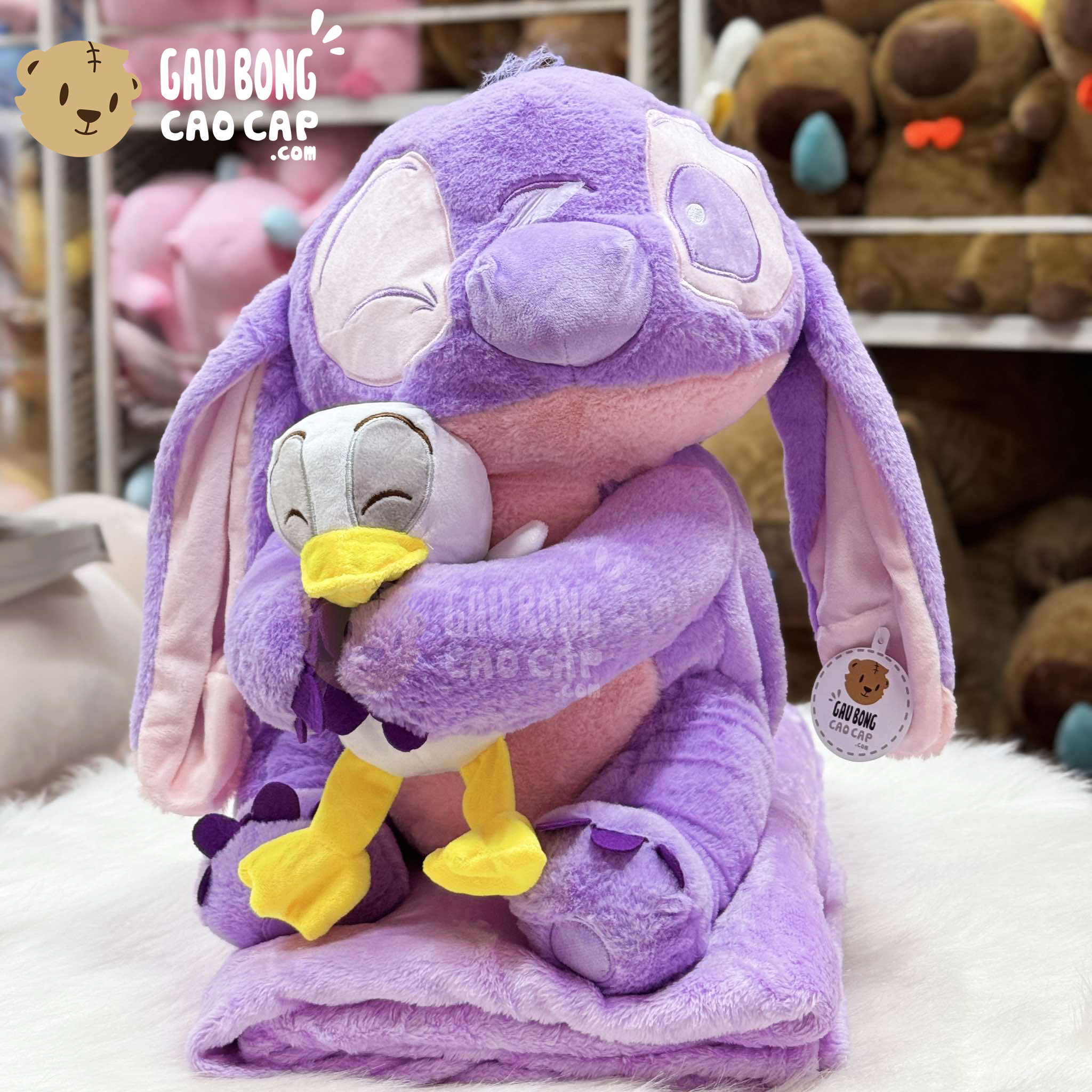 Gấu Bông Stitch ôm Vịt có mền 2in1