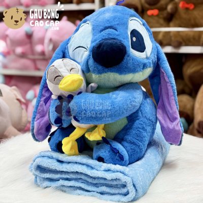 Gấu Bông Stitch ôm Vịt có mền 2in1 - 55cm