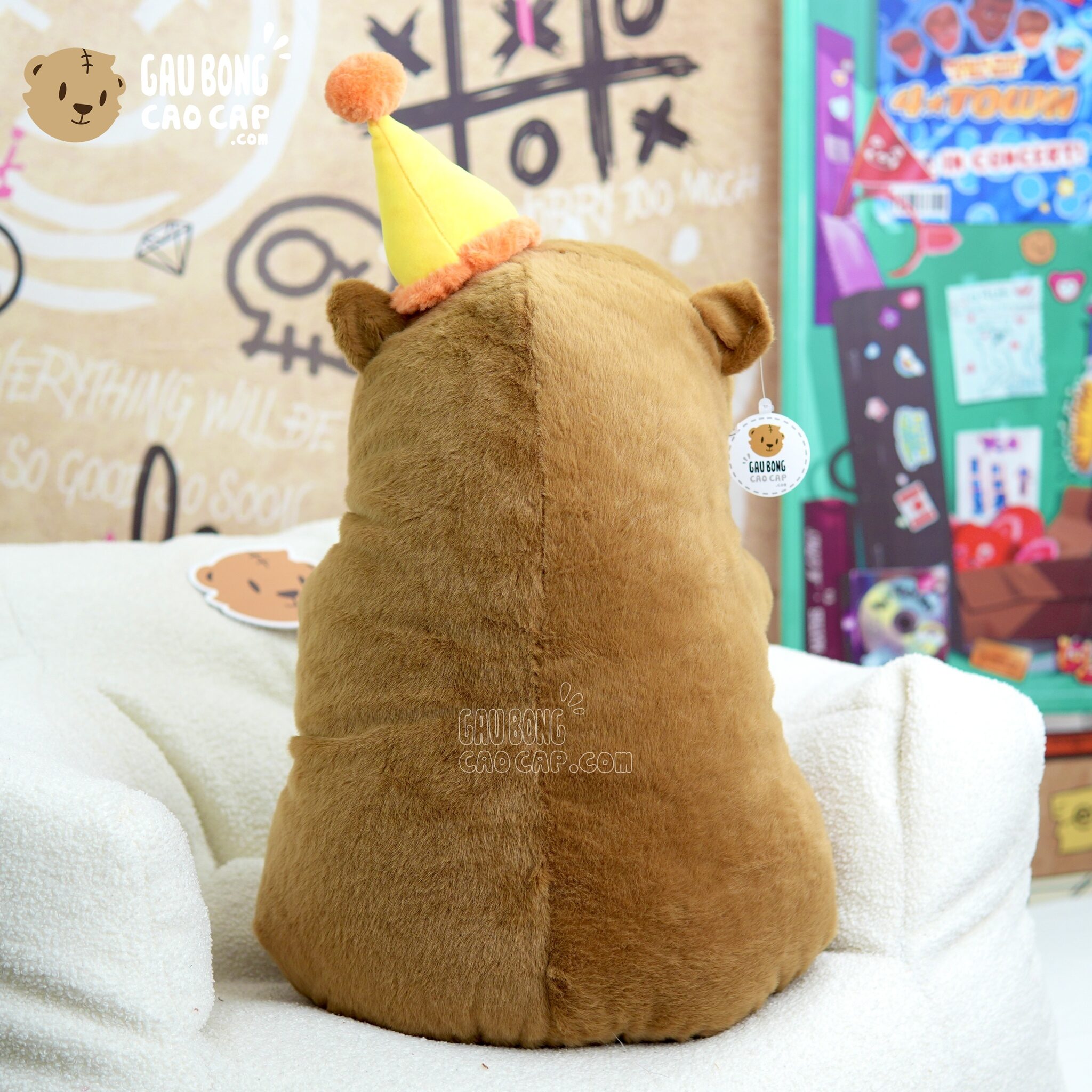 Gấu Bông Capybara đội nón Happy Birthday