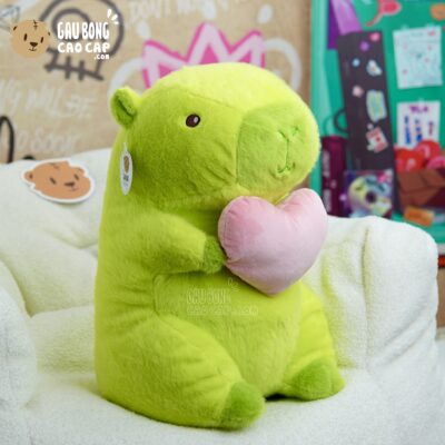 Gấu Bông Capybara xanh lá ôm Tim