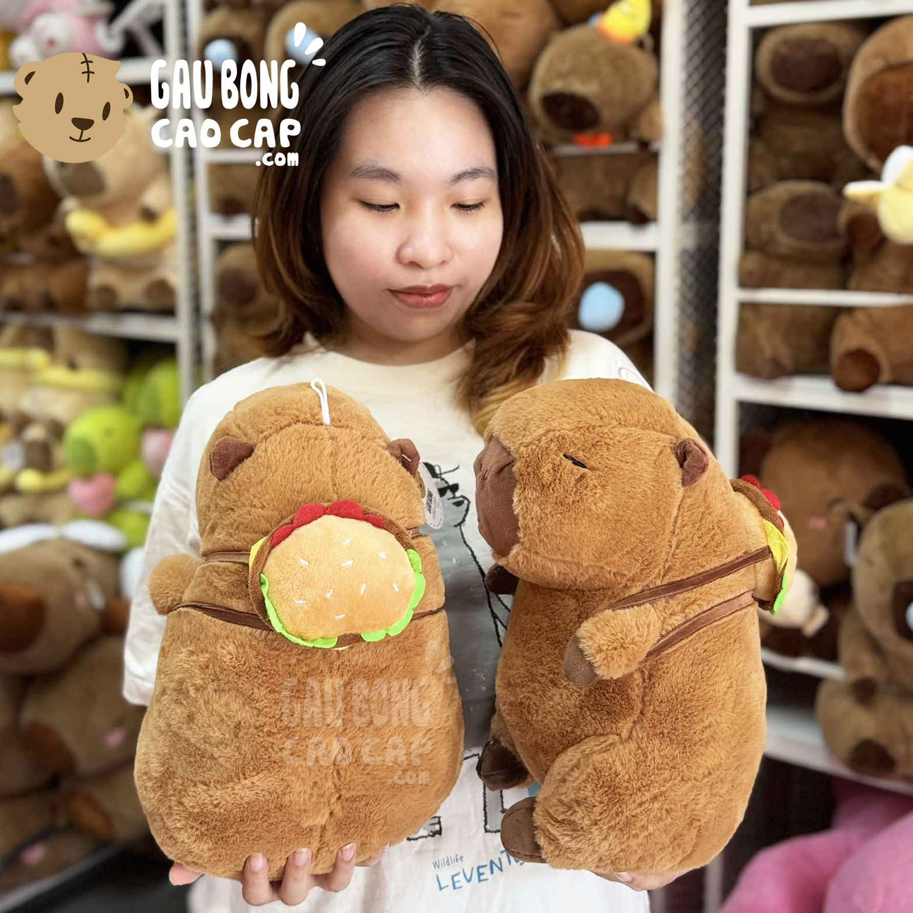 Gấu Bông Capybara đeo Balo Burger