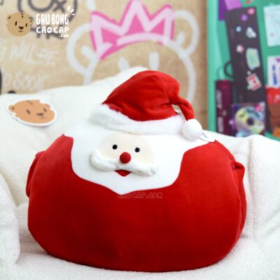 Gấu Bông Noel Gối ôm tròn đút tay Ông già Noel