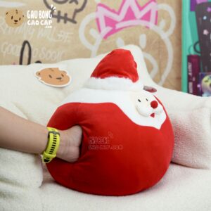 Gấu Bông Noel Gối ôm tròn đút tay Ông già Noel