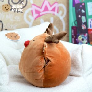 Gấu Bông Noel Gối ôm tròn đút tay Tuần Lộc Noel