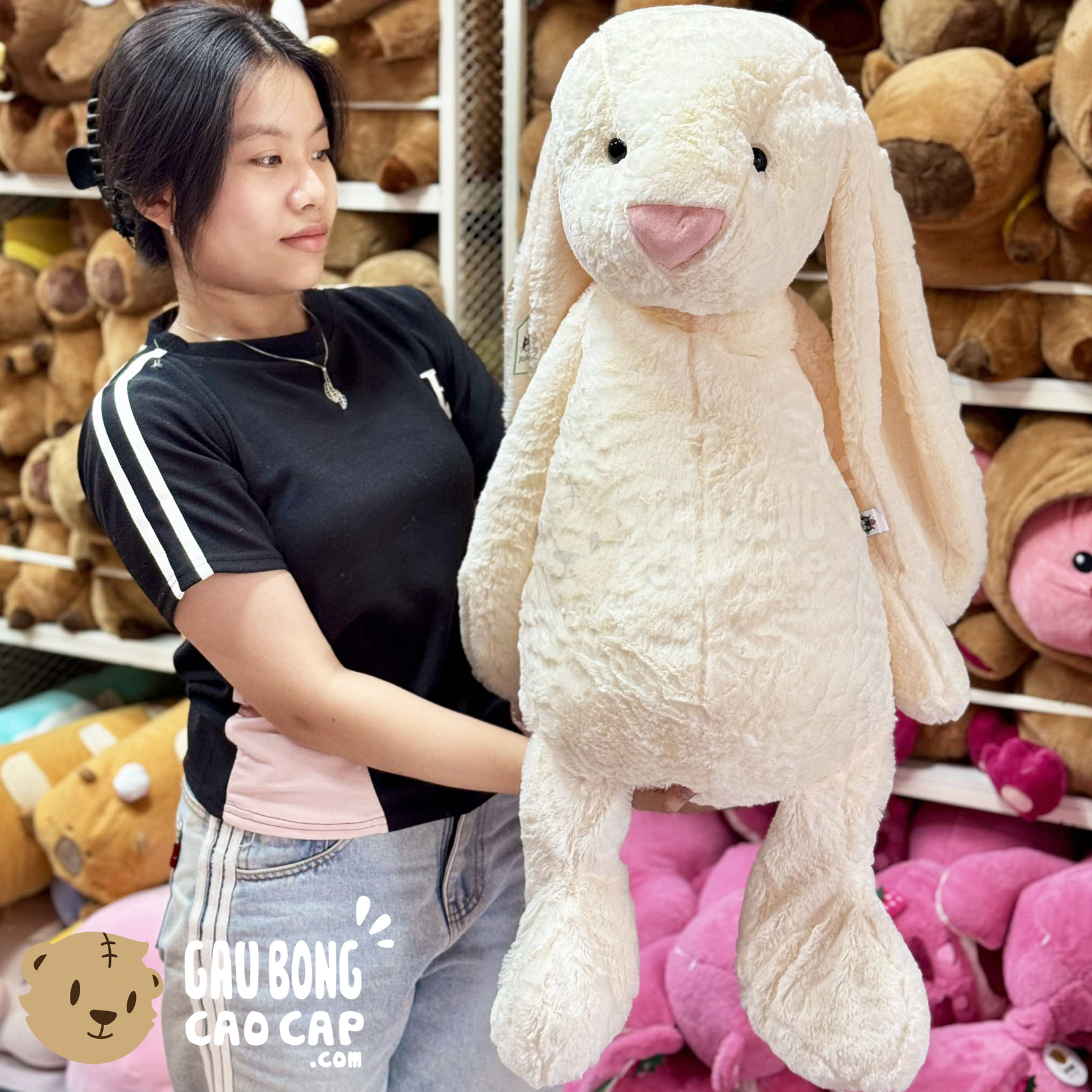 Thỏ Bông Jellycat lông tơ Smooth siêu mịn - Màu Trắng Kem