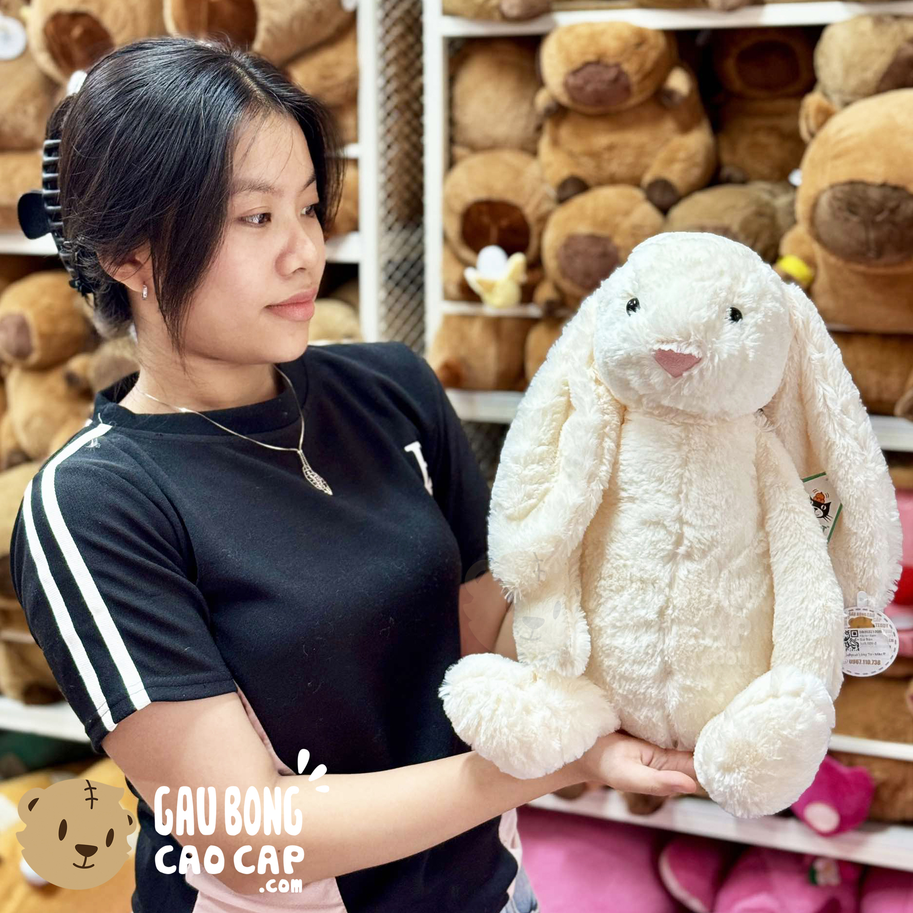 Thỏ Bông Jellycat lông tơ Smooth siêu mịn - Màu Trắng Kem