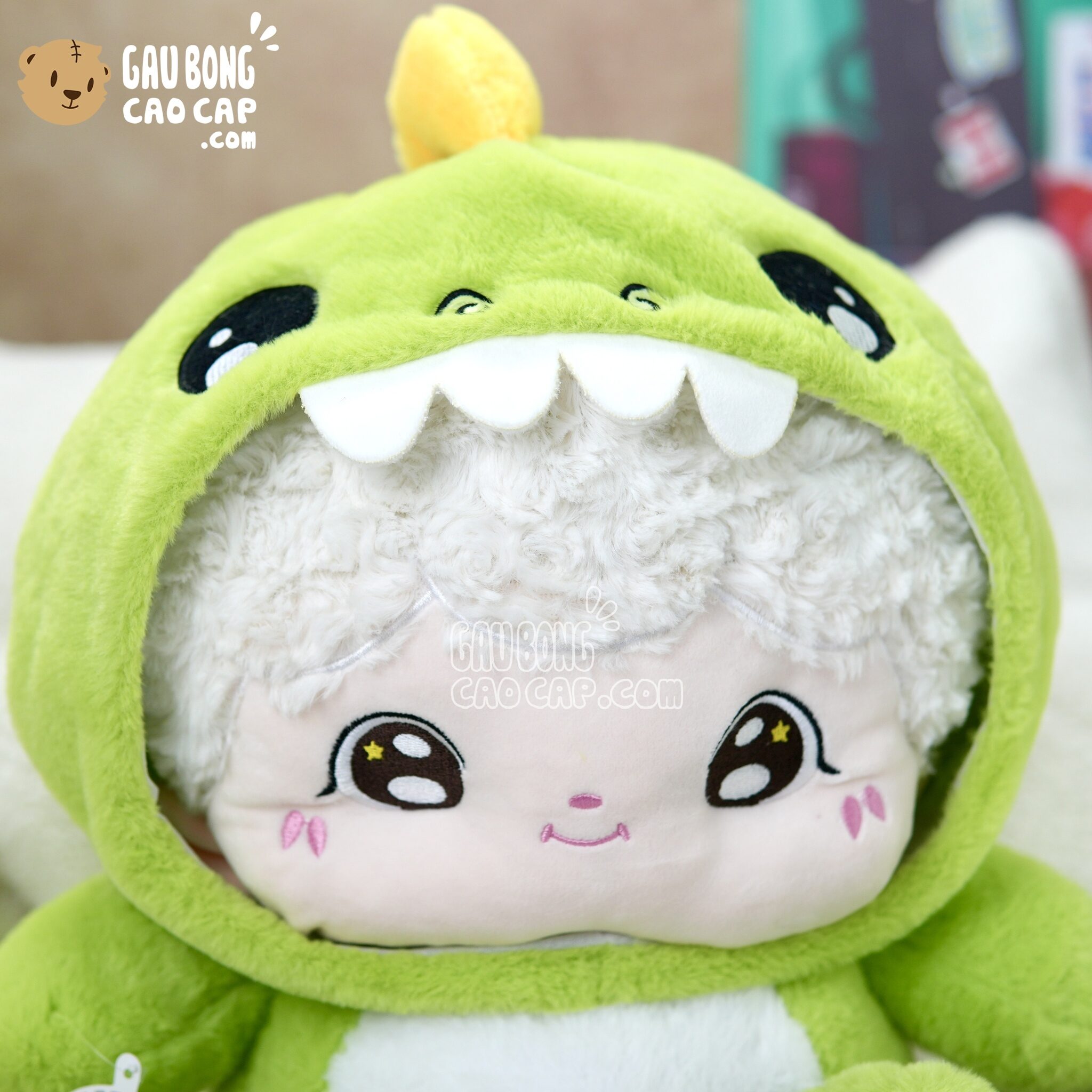 Gấu Bông Baby Three Little Boy cosplay Khủng Long xanh lá