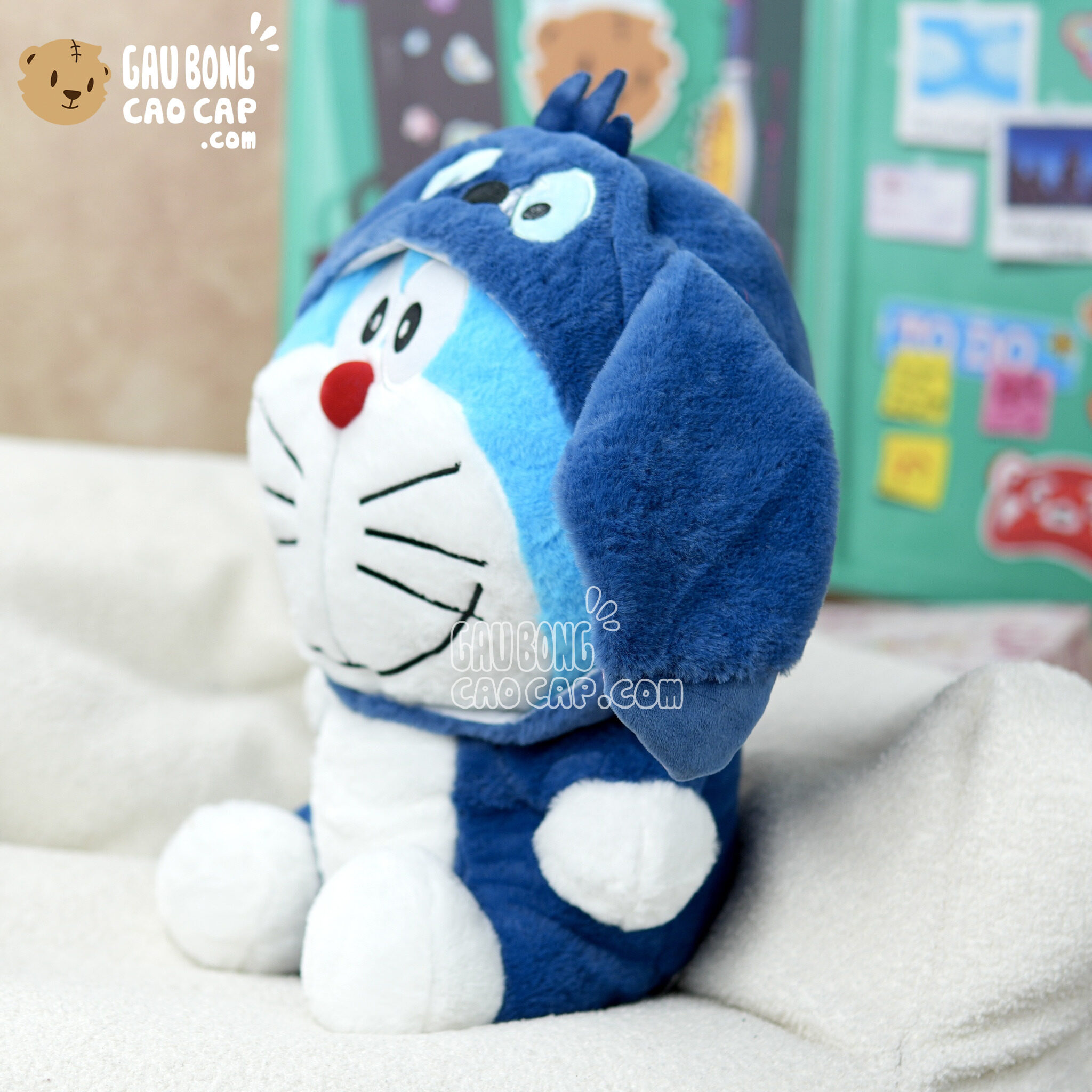 Gấu Bông Doremon cosplay Stitch Xanh