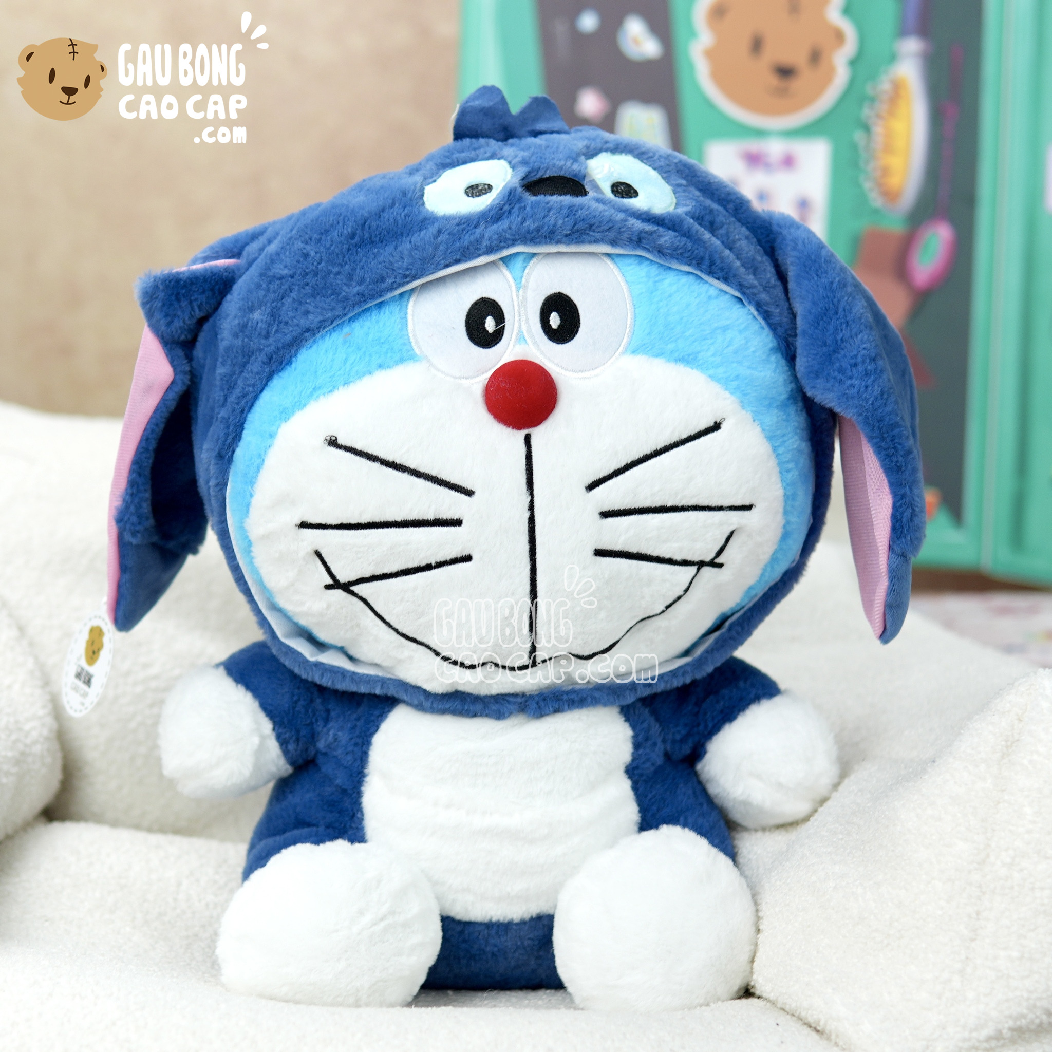 Gấu Bông Doremon cosplay Stitch Xanh