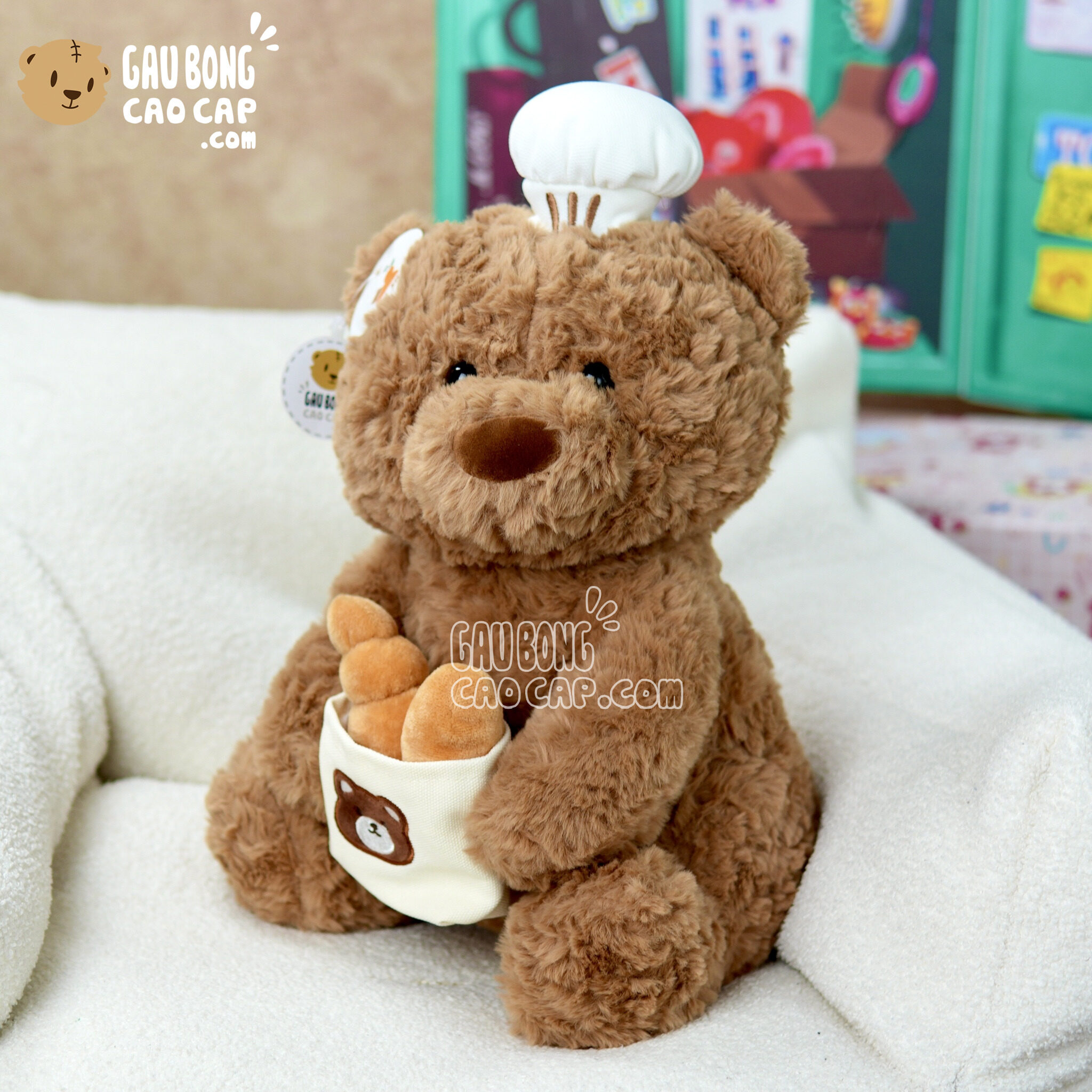 Gấu Bông Teddy đầu bếp ôm Bánh Mì