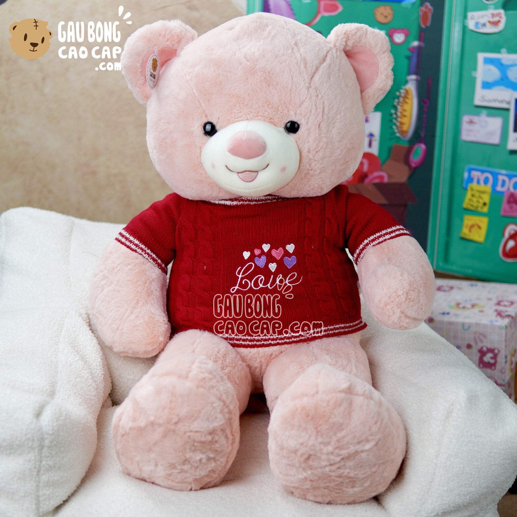 Gấu Teddy Smile áo len tim Love