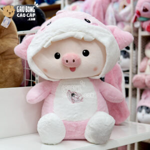 Heo Bông Ngồi cosplay Cá Mập Baby Shark - Hồng