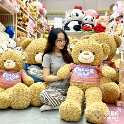 Gấu Teddy Smile lông xoắn mặc áo len BigLove