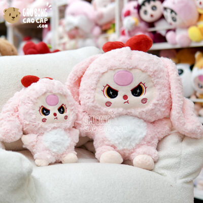 Gấu Bông Baby Three Hồng lông xoắn