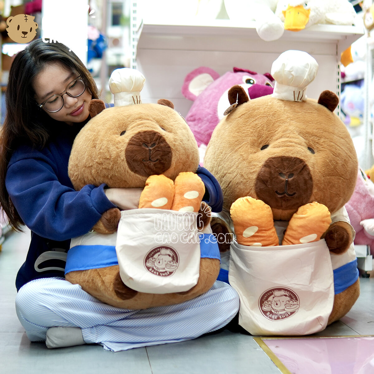 Gấu Bông Capybara đầu bếp bánh mì