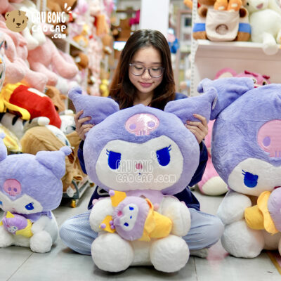 Gấu Bông Kuromi tím cầm kem