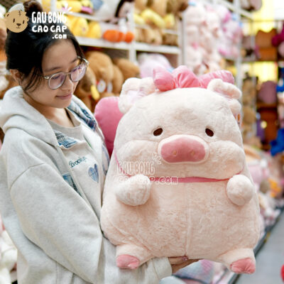 Heo Bông Lulu Đeo Nơ Hồng