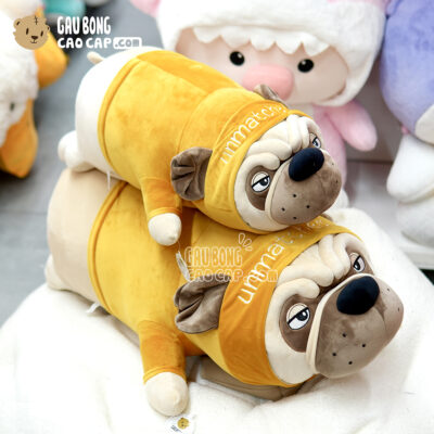 Chó Bông Mặt Xệ Nằm Mặc Áo Hoodie