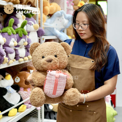 Gấu Bông Teddy ngồi ôm Hộp Quà
