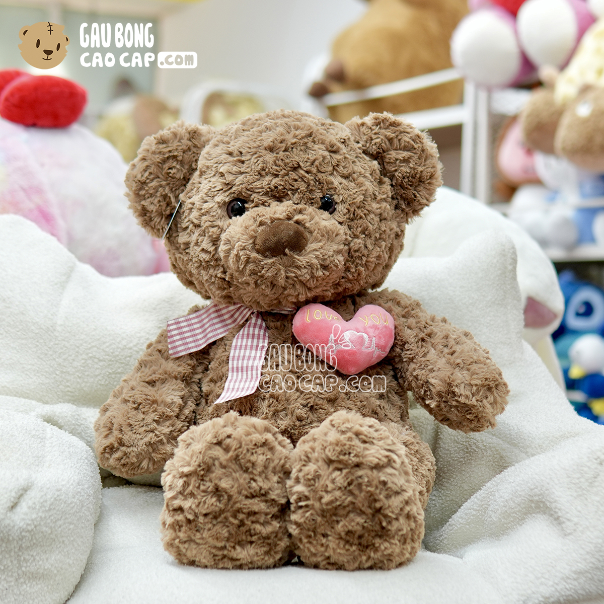 Gấu Teddy lông xoắn ngực Tim Rút -  Màu Nâu