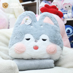 Chó Bông Husky má hồng có mền 2in1