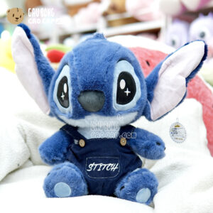 Gấu Bông Stitch Xanh Mặc Yếm Jeans
