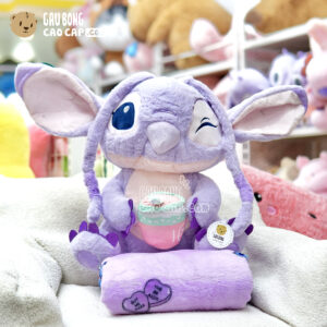Gấu Bông Stitch ôm trà sữa có mền 2in1